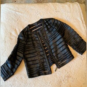 Etcetera Black Sheer Striped Blazer